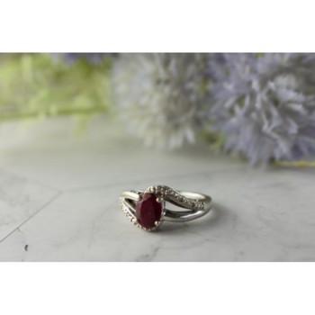 925 Sterling Silver Pink Topaz & Diamonds Ring Size 6