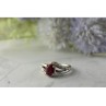 925 Sterling Silver Pink Topaz & Diamonds Ring Size 6
