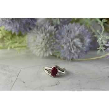 925 Sterling Silver Pink Topaz & Diamonds Ring Size 6