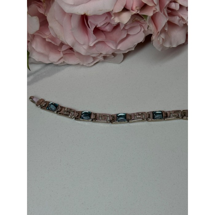 925 STERLING SILVER BRACELET AQUAMARINE LENGTH 7.5 in