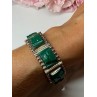 VINTAGE 925 STERLING SILVER GREEN JADE BRACELET LENGTH 7 in