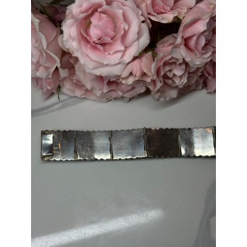 VINTAGE 925 STERLING SILVER GREEN JADE BRACELET LENGTH 7 in