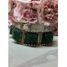 VINTAGE 925 STERLING SILVER GREEN JADE BRACELET LENGTH 7 in