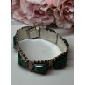 VINTAGE 925 STERLING SILVER GREEN JADE BRACELET LENGTH 7 in
