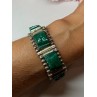 VINTAGE 925 STERLING SILVER GREEN JADE BRACELET LENGTH 7 in