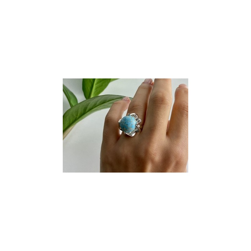 925 Sterling Silver Larimar Ring Size 6.75