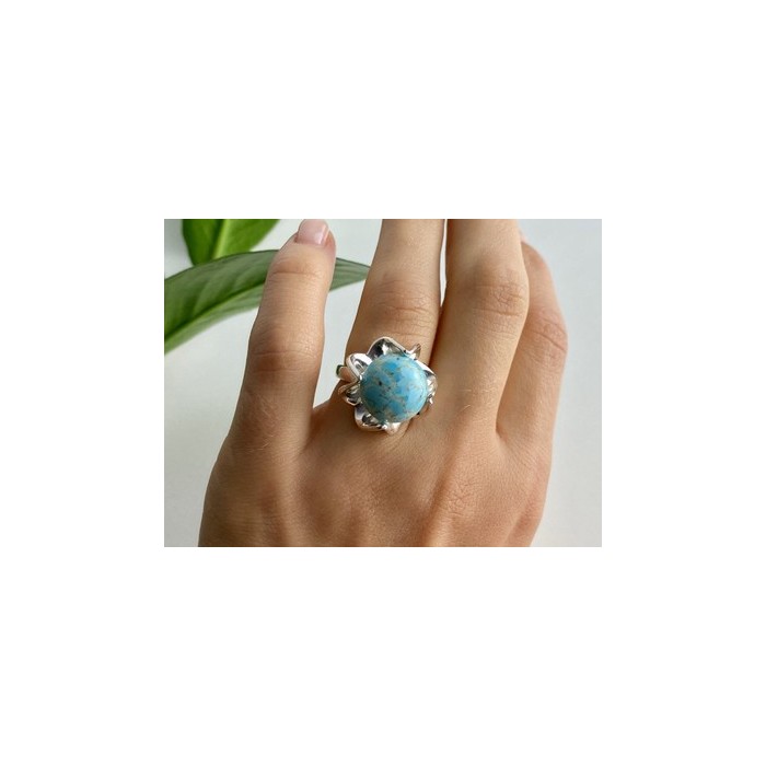 925 Sterling Silver Larimar Ring Size 6.75