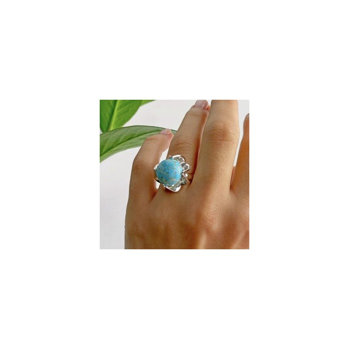 925 Sterling Silver Larimar Ring Size 6.75