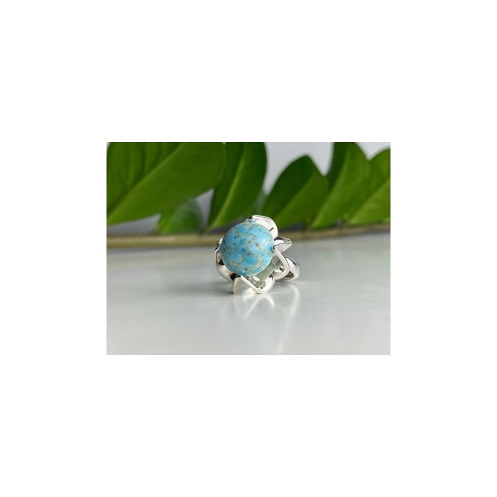 925 Sterling Silver Larimar Ring Size 6.75