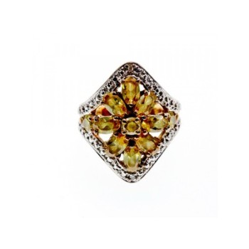 925 Sterling Silver Gold Plated Citrine Ring Size 5.5