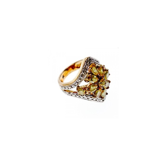 925 Sterling Silver Gold Plated Citrine Ring Size 5.5