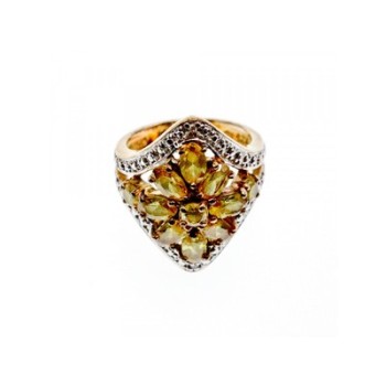 925 Sterling Silver Gold Plated Citrine Ring Size 5.5