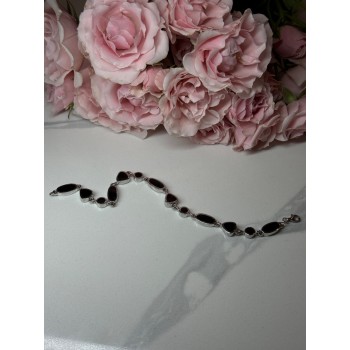 925 STERLING SILVER BLACK ENAMEL BRACELET LENGTH 7.5 in