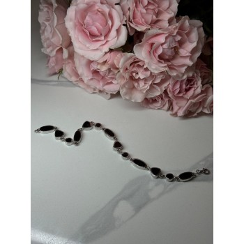 925 STERLING SILVER BLACK ENAMEL BRACELET LENGTH 7.5 in