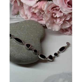 925 STERLING SILVER BLACK ENAMEL BRACELET LENGTH 7.5 in