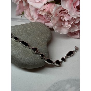 925 STERLING SILVER BLACK ENAMEL BRACELET LENGTH 7.5 in