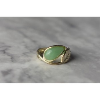 925 Sterling Silver Green Nephrite Ring Size 6.5