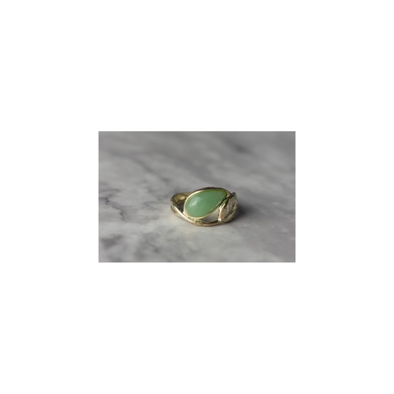 925 Sterling Silver Green Nephrite Ring Size 6.5