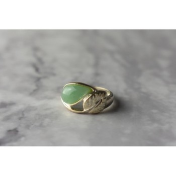 925 Sterling Silver Green Nephrite Ring Size 6.5