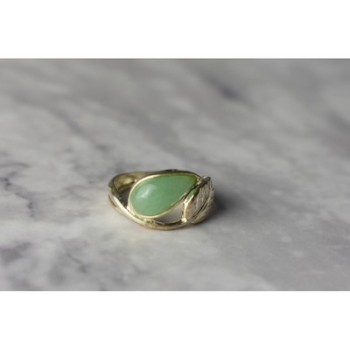 925 Sterling Silver Green Nephrite Ring Size 6.5