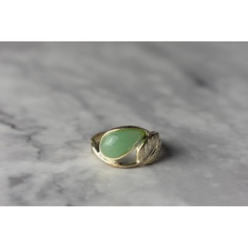 925 Sterling Silver Green Nephrite Ring Size 6.5