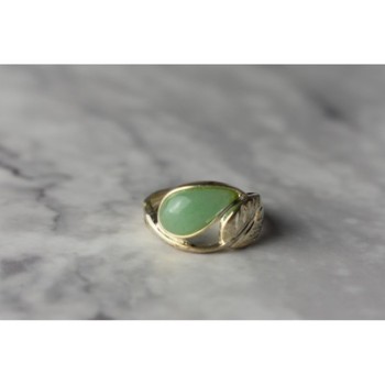 925 Sterling Silver Green Nephrite Ring Size 6.5