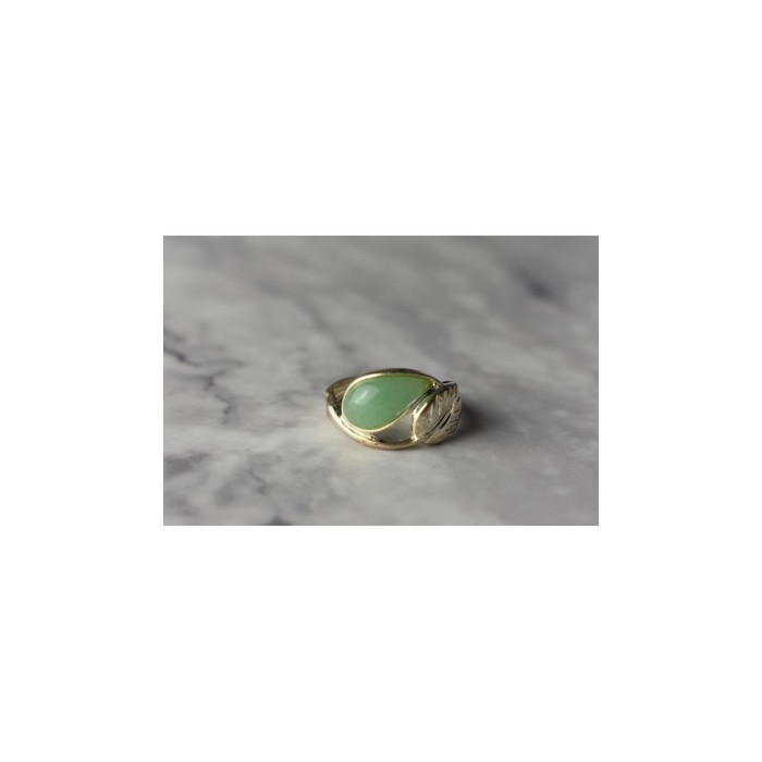 925 Sterling Silver Green Nephrite Ring Size 6.5