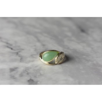 925 Sterling Silver Green Nephrite Ring Size 6.5