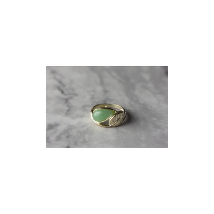 925 Sterling Silver Green Nephrite Ring Size 6.5