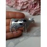 925 Sterling Silver Cow Brooch Length 2.5 In