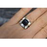 925 Sterling Silver Gold Plated Jewelry Glass & CZ Ring Size 6.5