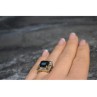 925 Sterling Silver Gold Plated Jewelry Glass & CZ Ring Size 6.5