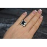 925 Sterling Silver Gold Plated Jewelry Glass & CZ Ring Size 6.5