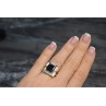925 Sterling Silver Gold Plated Jewelry Glass & CZ Ring Size 6.5