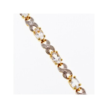 925 Sterling Silver Gold Plated Aquamarine Bracelet