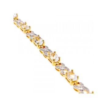 925 Sterling Silver Gold Plated Aquamarine Bracelet