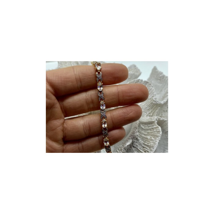 925 Sterling Silver Gold Plated Aquamarine Bracelet