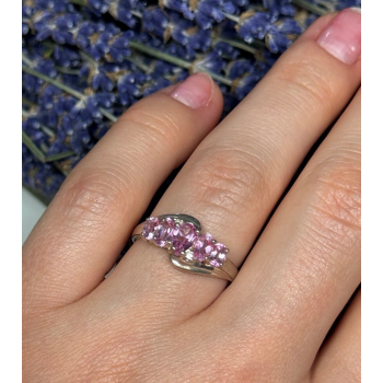 925 Sterling Silver Pink Spinel Ring Size 7