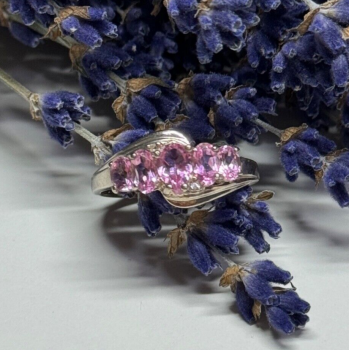 925 Sterling Silver Pink Spinel Ring Size 7