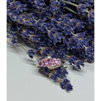 925 Sterling Silver Pink Spinel Ring Size 7