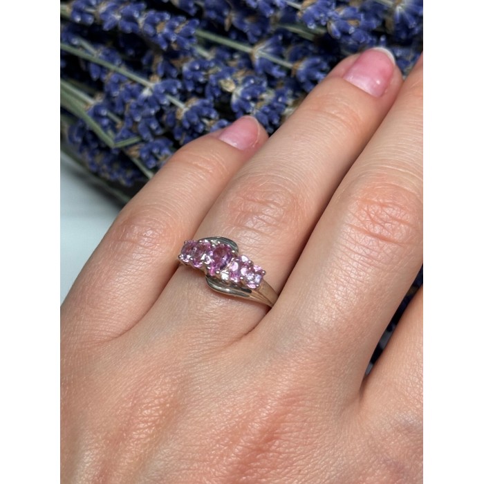 925 Sterling Silver Pink Spinel Ring Size 7