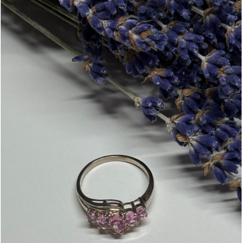 925 Sterling Silver Pink Spinel Ring Size 7