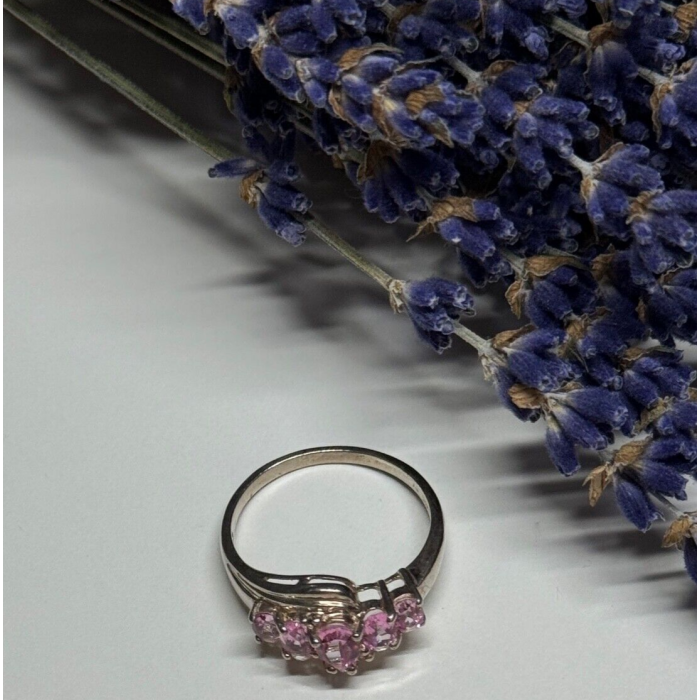 925 Sterling Silver Pink Spinel Ring Size 7