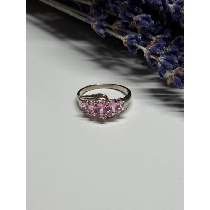 925 Sterling Silver Pink Spinel Ring Size 7