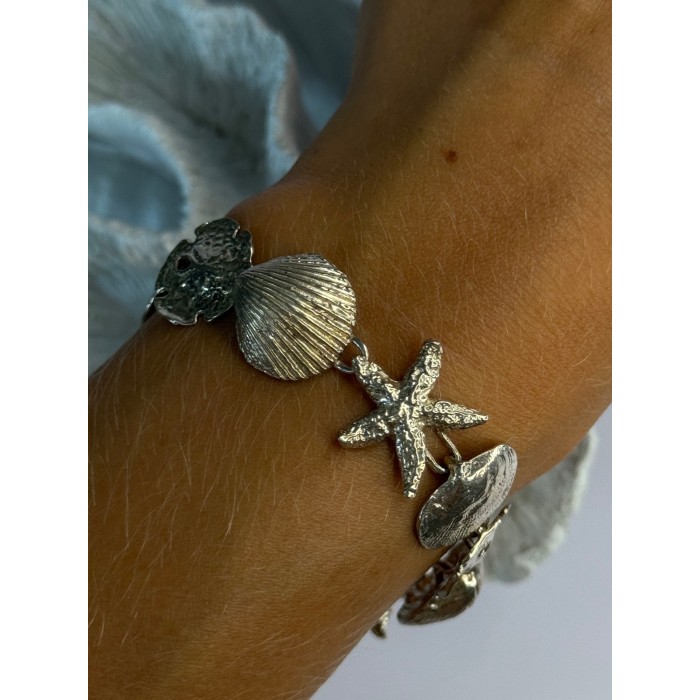 Summer Ocean Shell Star 925 Sterling Silver Bracelet Length 7