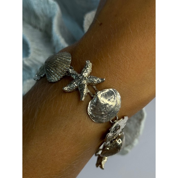 Summer Ocean Shell Star 925 Sterling Silver Bracelet Length 7