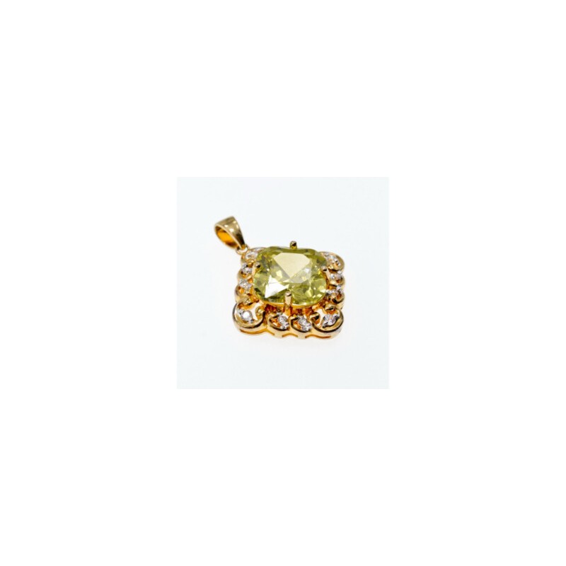925 Sterling Silver Gold Plated Peridot & CZ Pendant
