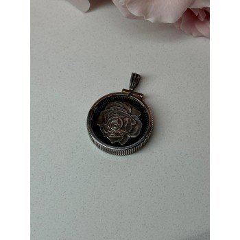 925 Sterling Silver Pendant-Medal Rose Length 1.3 In