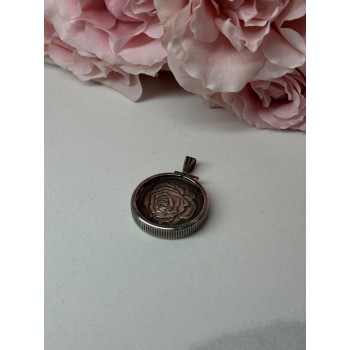 925 Sterling Silver Pendant-Medal Rose Length 1.3 In