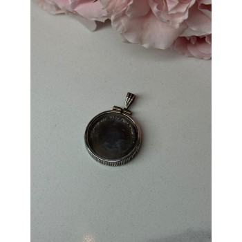 925 Sterling Silver Pendant-Medal Rose Length 1.3 In